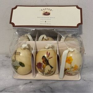 Pottery Barn  Decoupage Eggs Set - Cream new in package discontinued